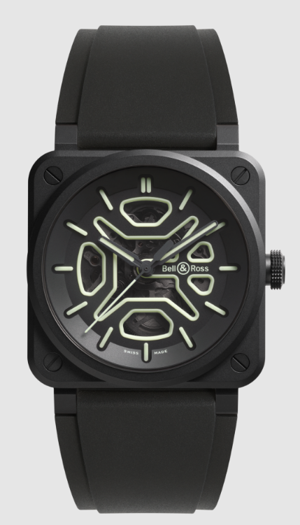 Review Bell and Ross BR 03 Replica Watch BR-03 SKELETON LUM CERAMIC BR03A-LM-SKCE/SRB